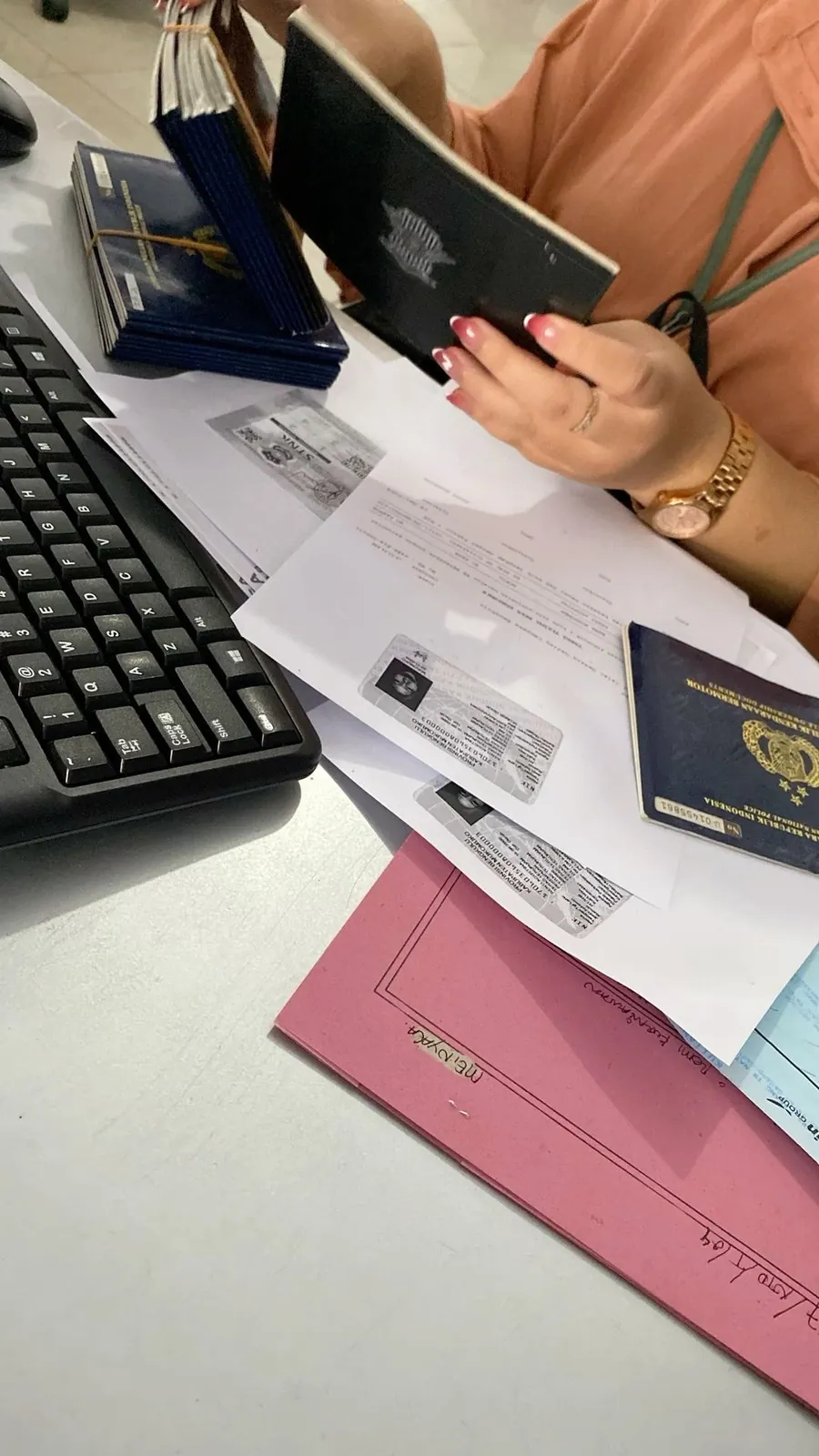 Оформление e-visa Вьетнам с паспортом за рабочим столом